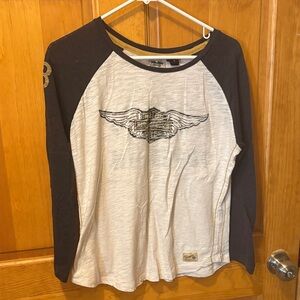 Harley-Davidson Black and Cream Long Sleeve Top